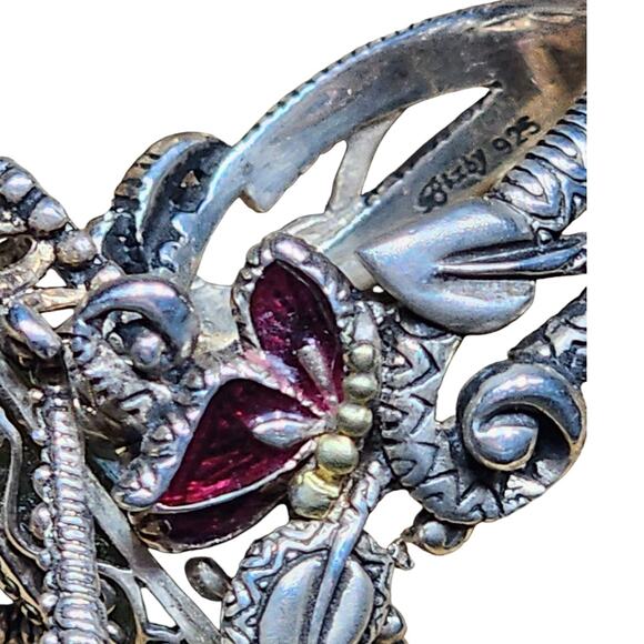 Barbara Bixby Jewelry Grasshopper Sterling Silver 18K Gold Filigree Ring Size 10 - Picture 10 of 16